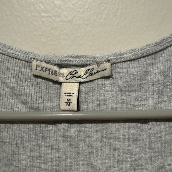Express Heather Gray Buttoned Tank Top - Picture 2 of 4